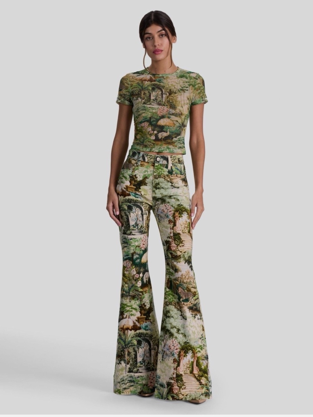 Alice + Olivia Green Terrain Bell Bottom Jeans